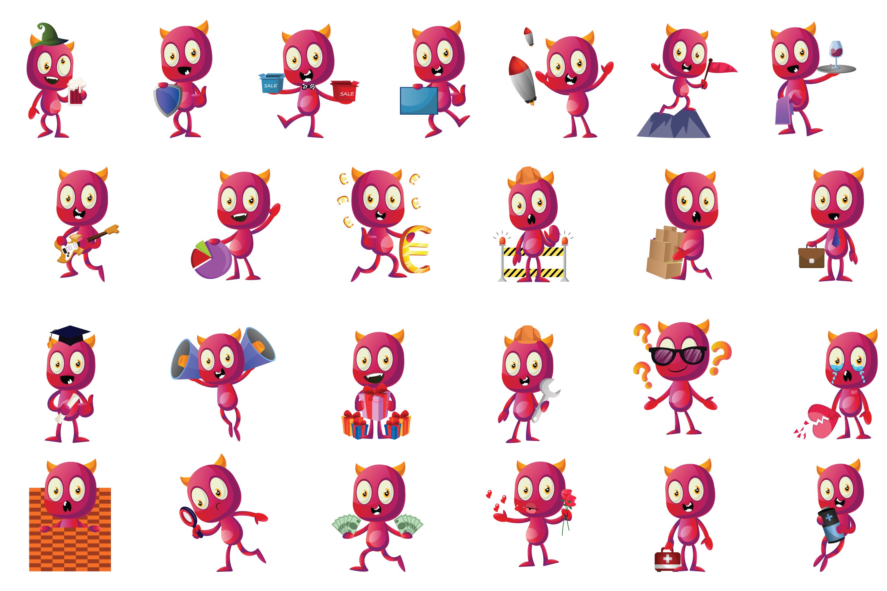 Variations of the devil character.