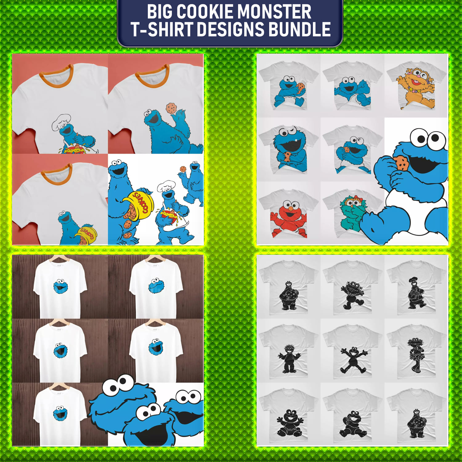 Preview big cookie monster t shirt designs bundle.