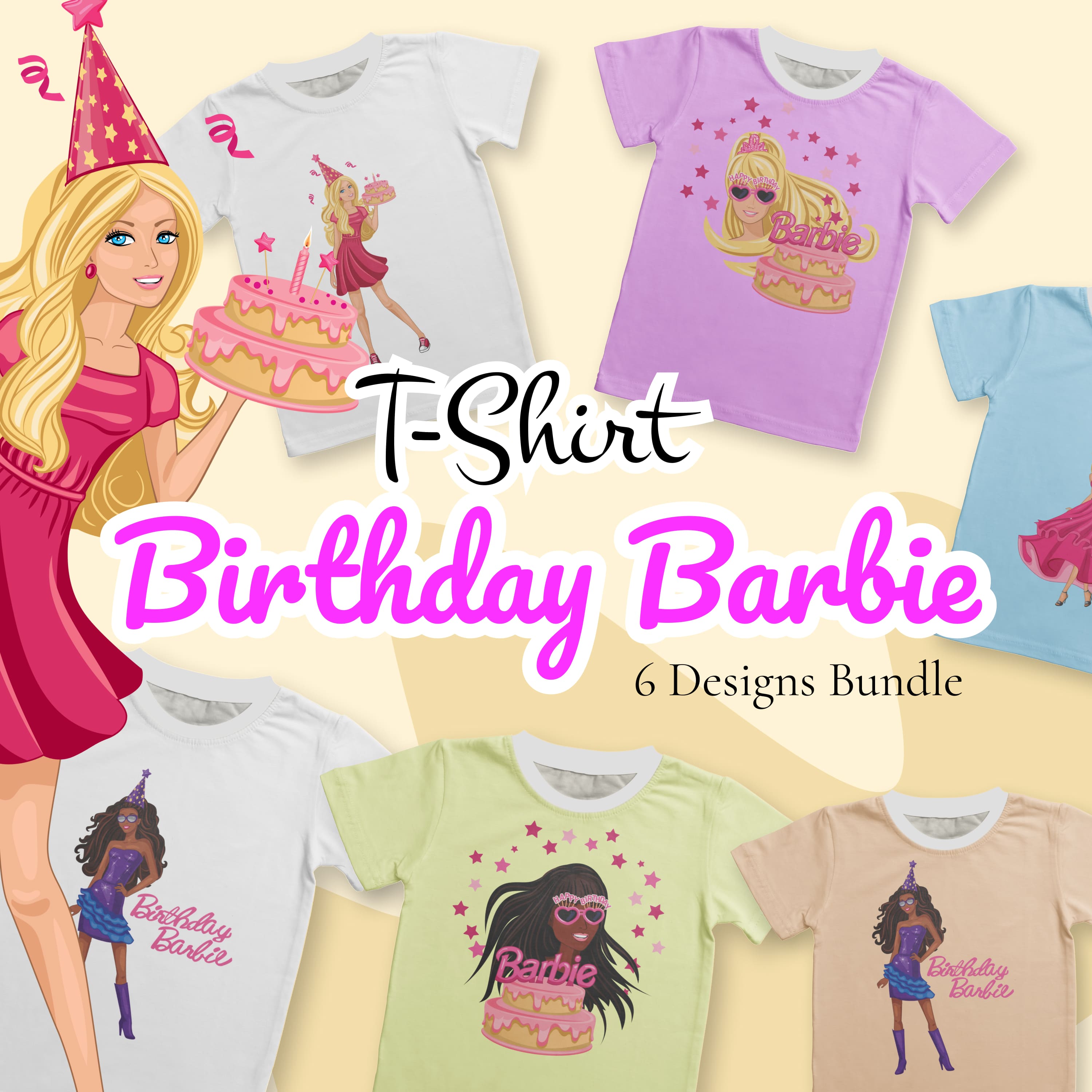 Barbie Tshirt Design Templates Bundle MasterBundles