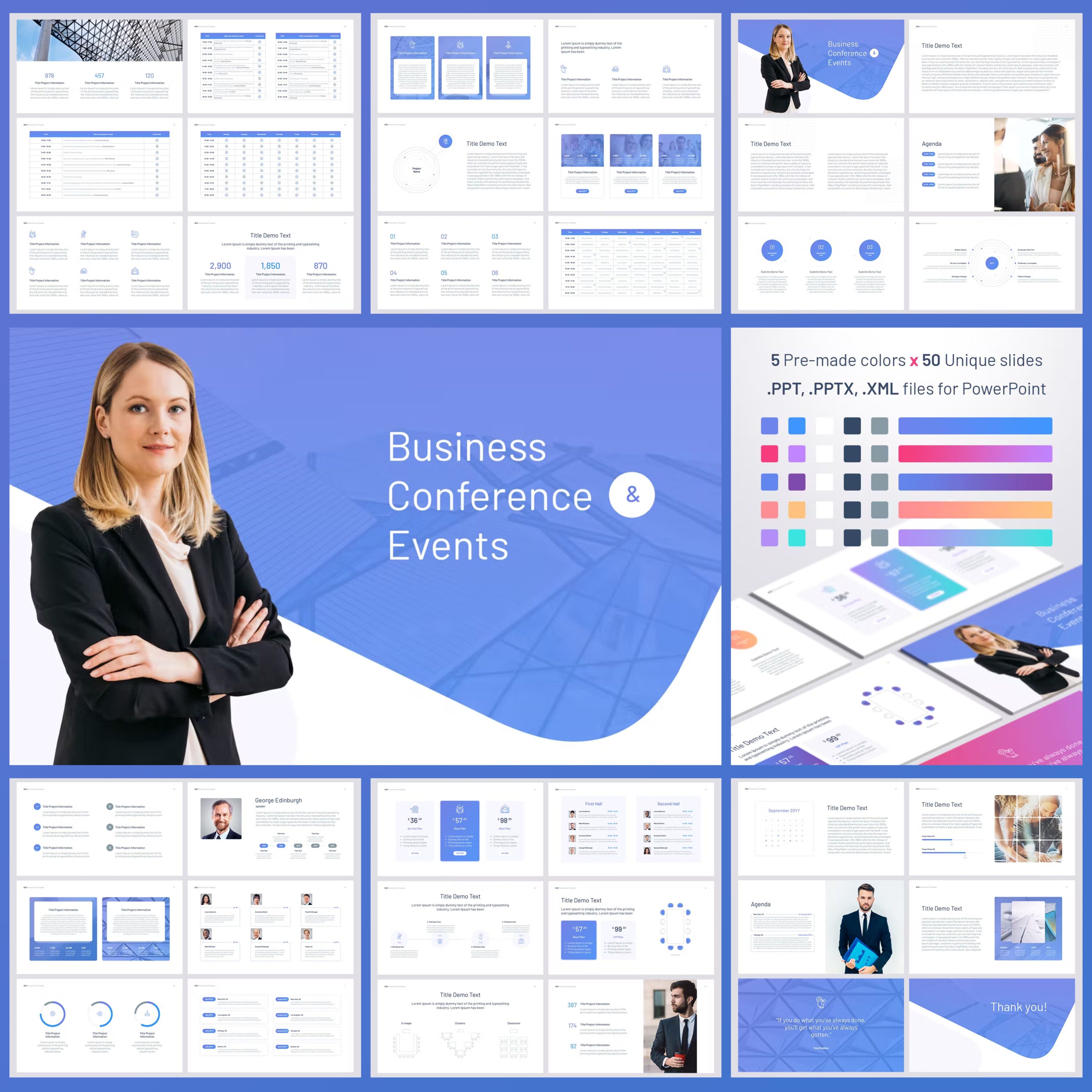 Business conferences events powerpoint template illustrations.