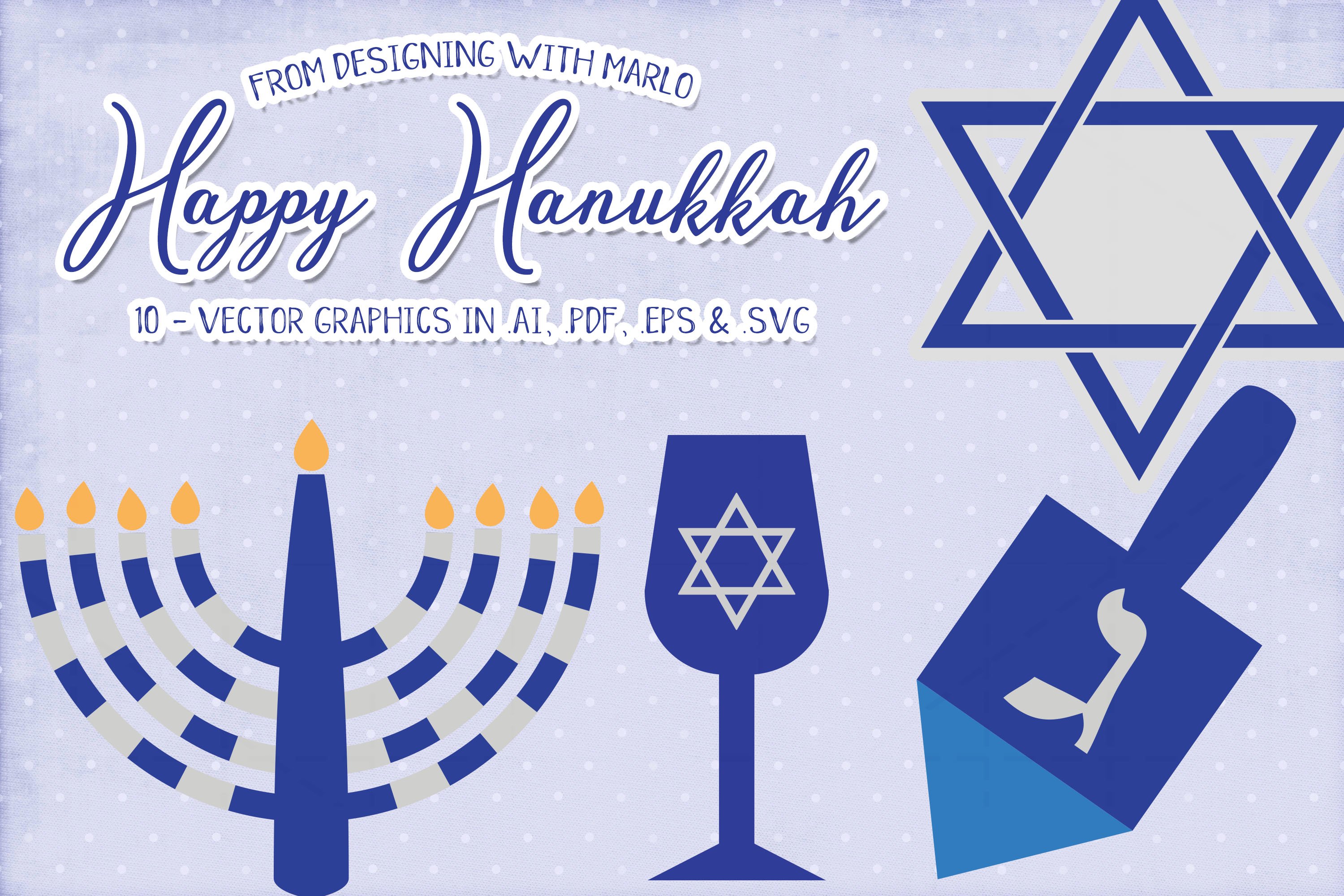 Hanukkah themed blue images.