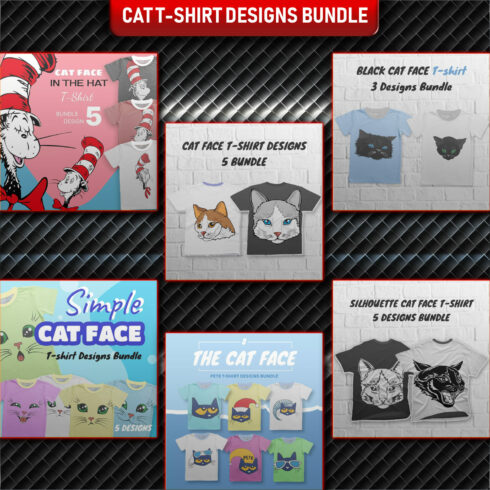 Prints of cat t-shirt designs bundle.
