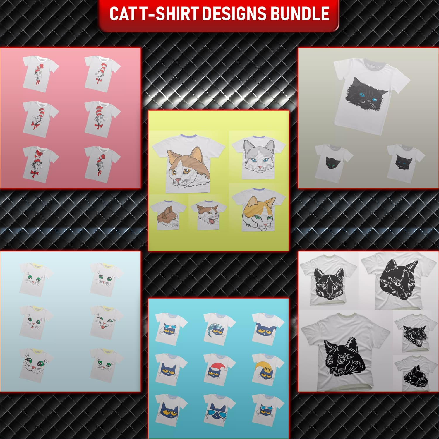 Preview cat t shirt designs bundle.