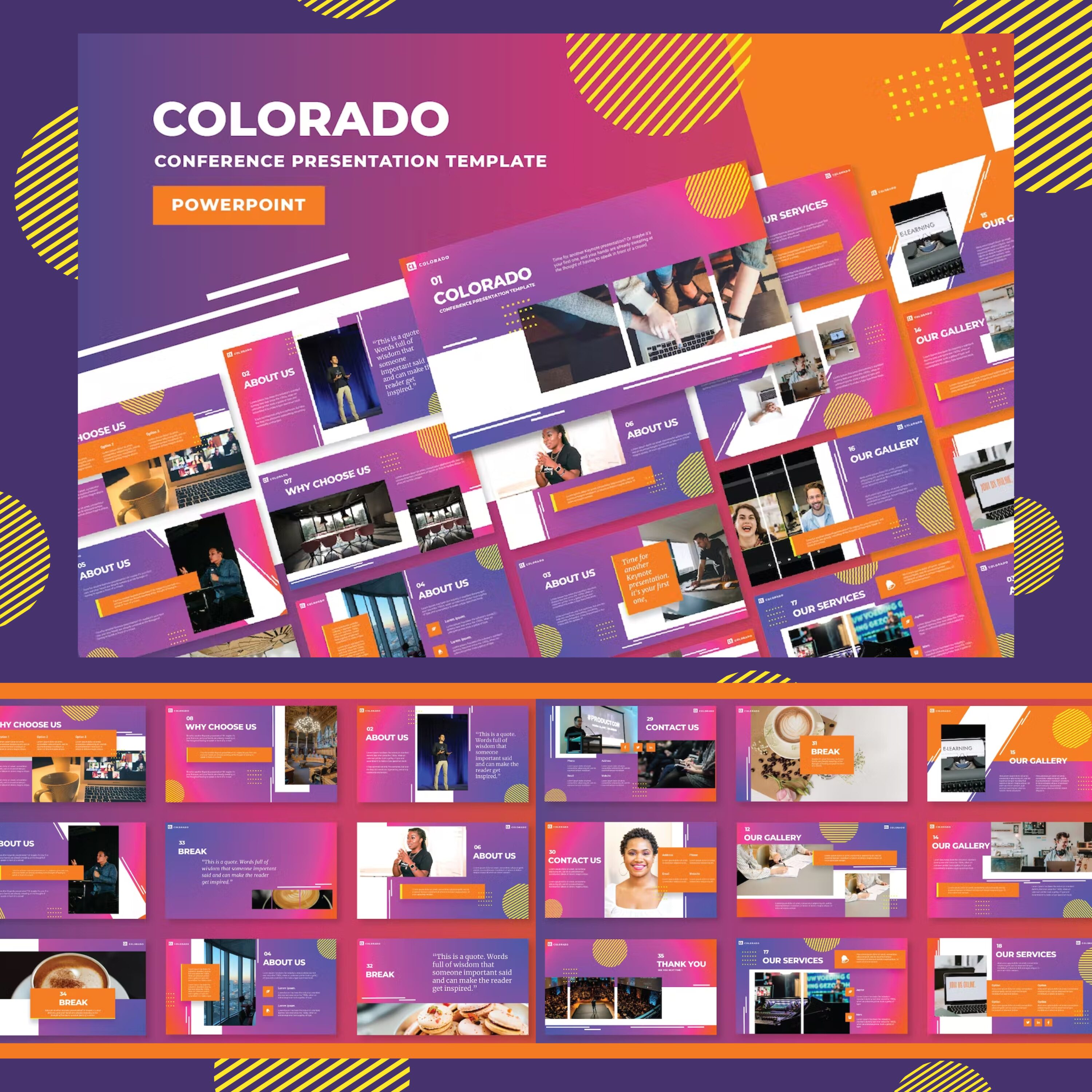 Colorado conference powerpoint template illustrations.