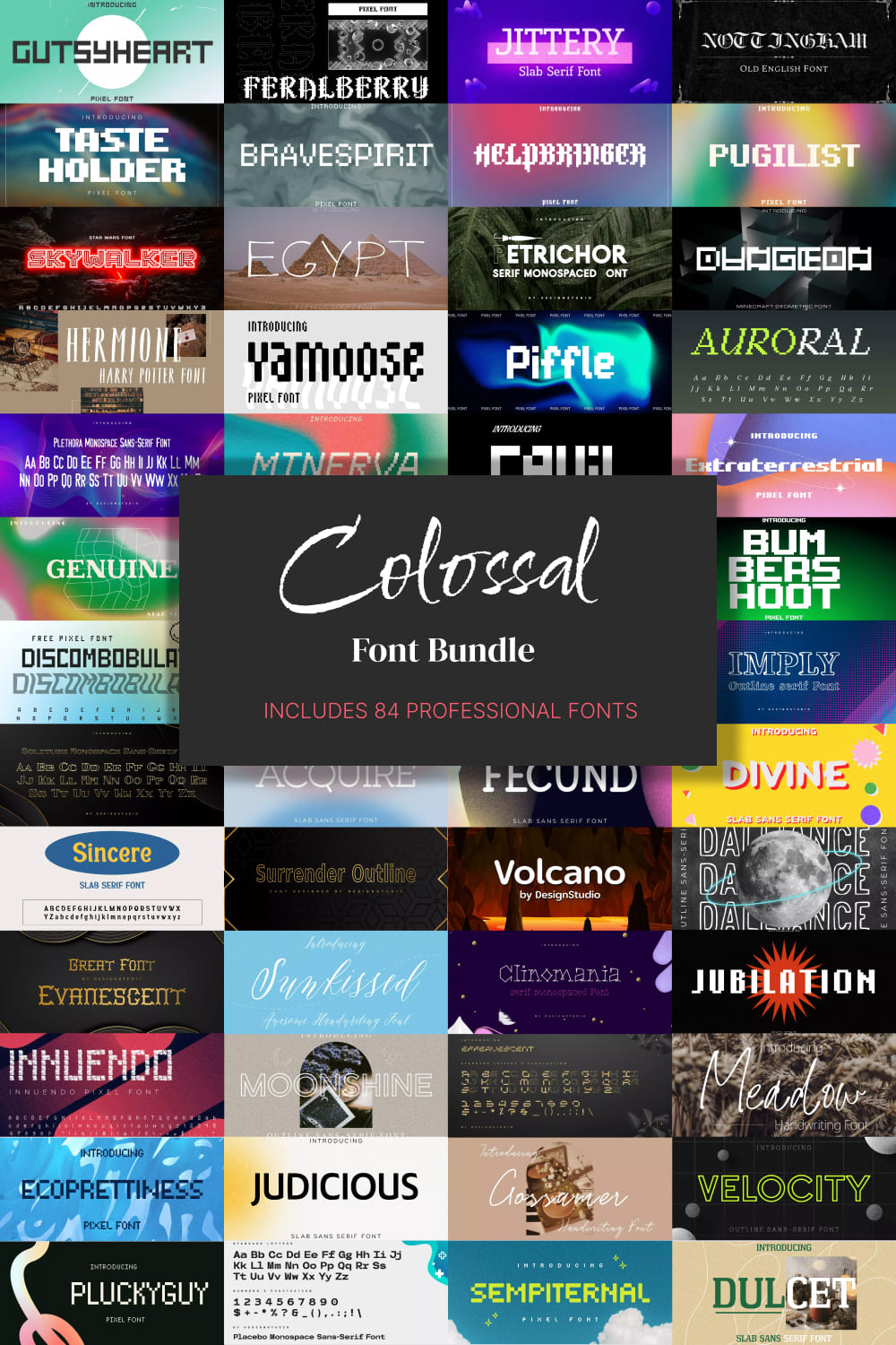 Colossal font bundle 84 professional fonts of pinterest.