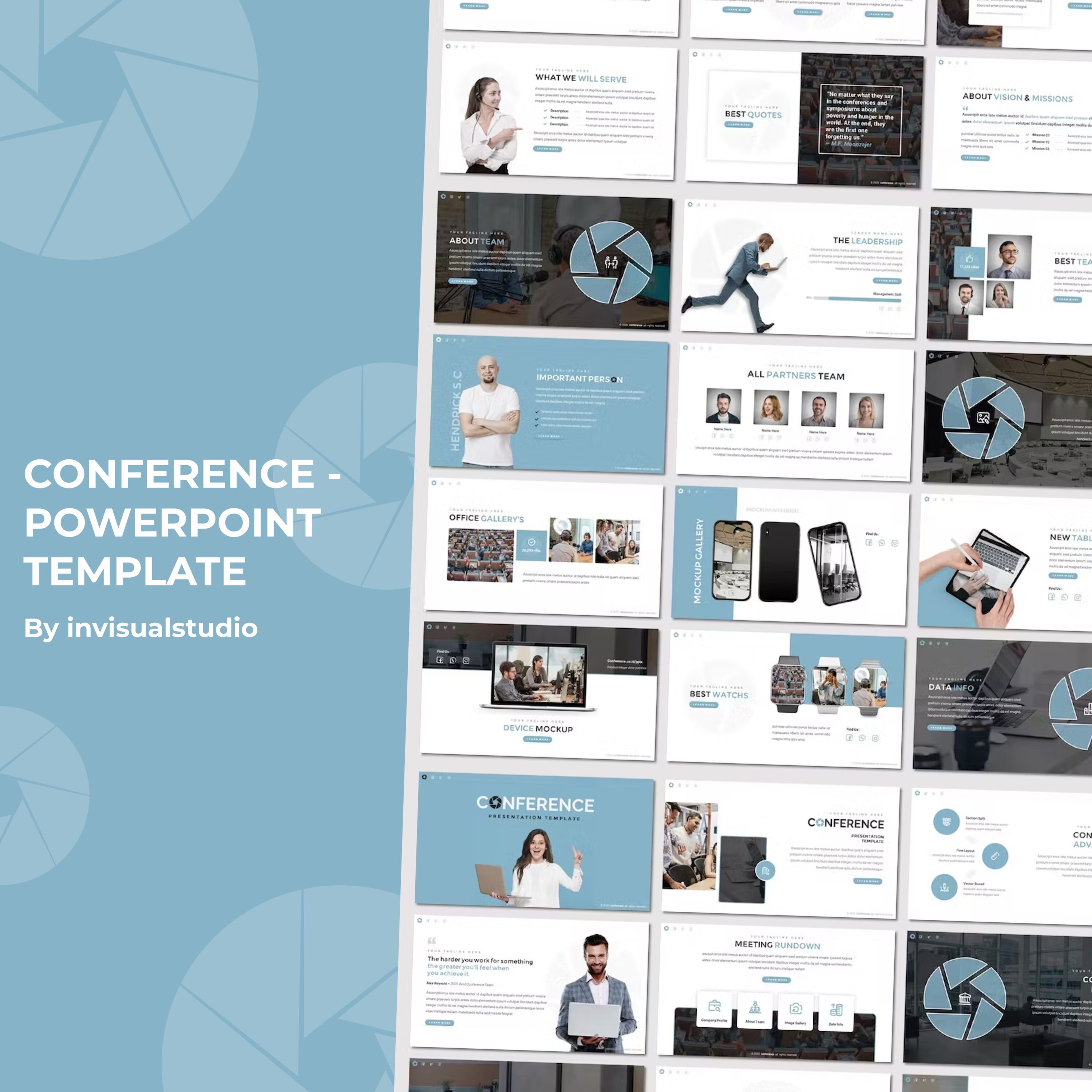 Preview illustration conference powerpoint template.