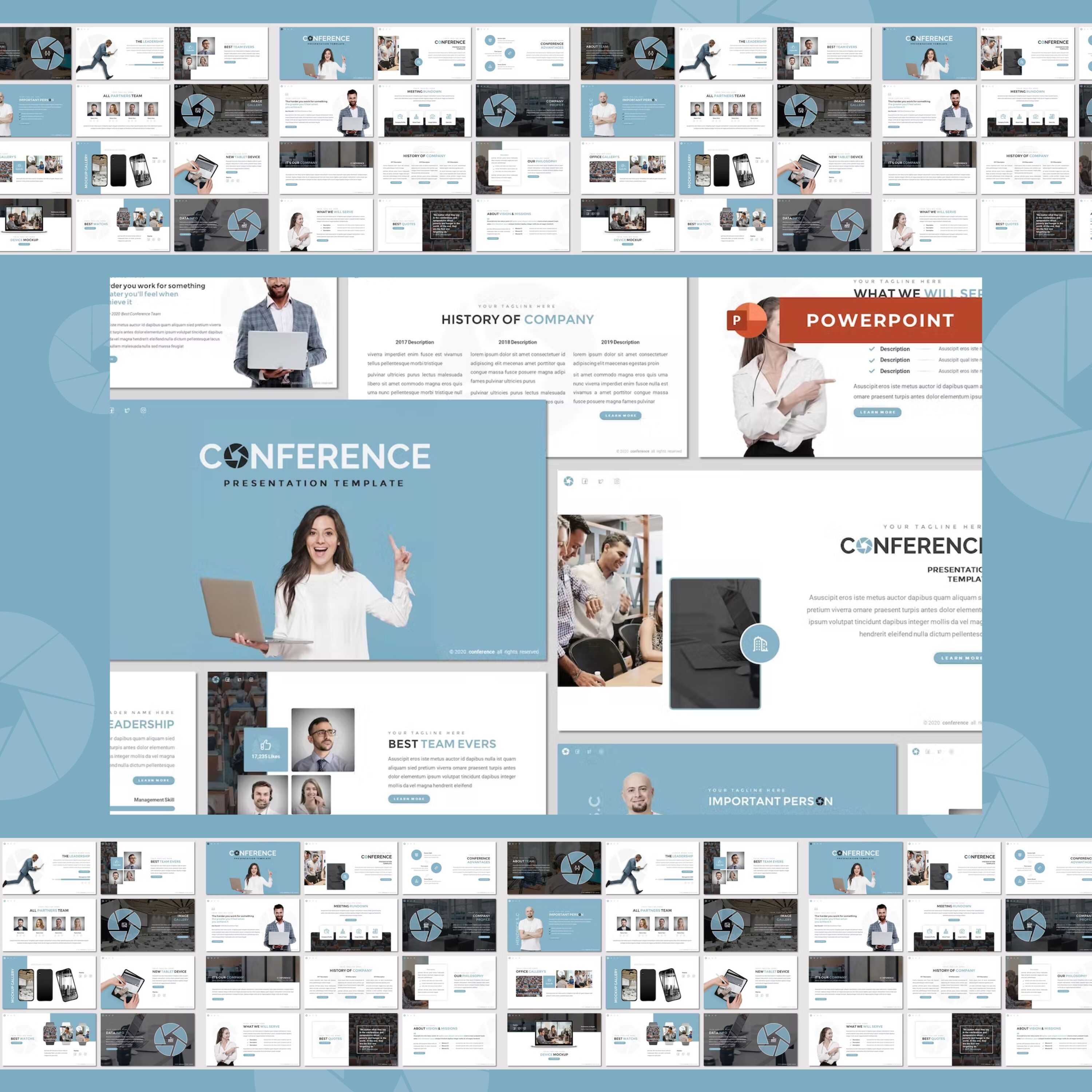 Images with conference powerpoint template.