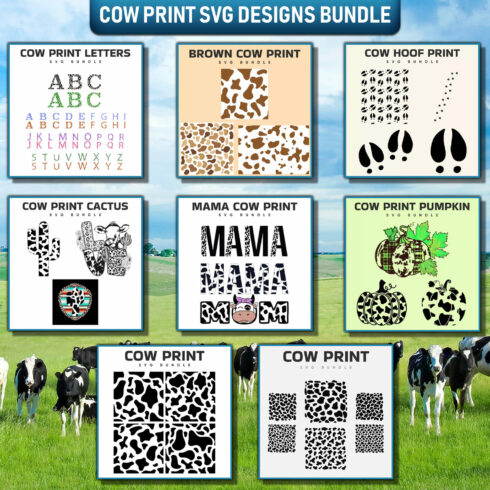Cow Print SVG Designs Bundle cover image.