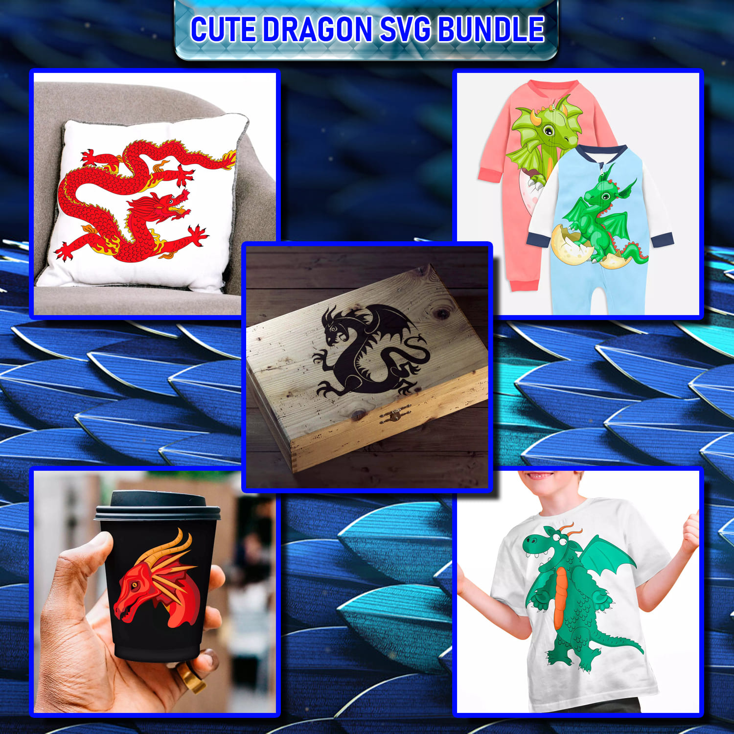 Collage of photos of dragon t - shirts.