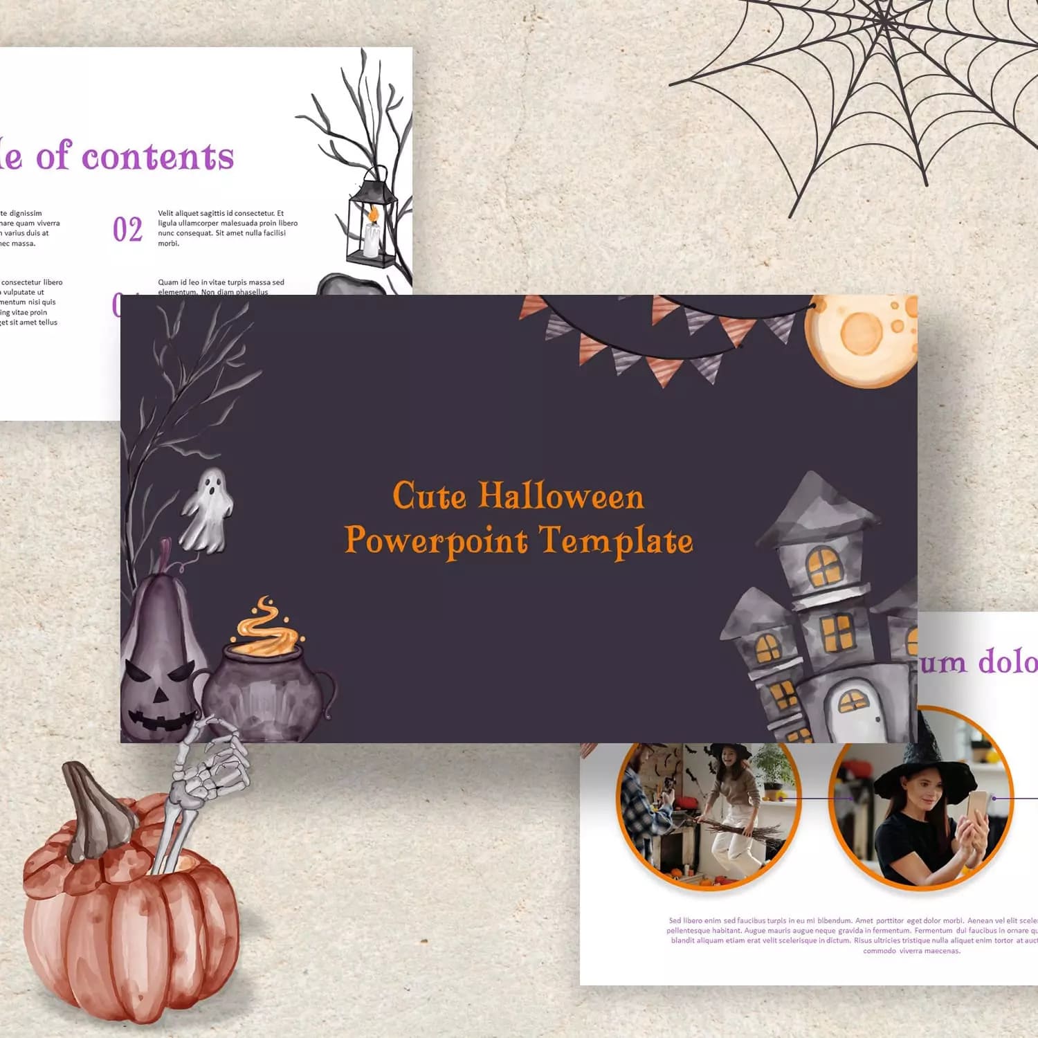 Cute Halloween Powerpoint Template preview image.