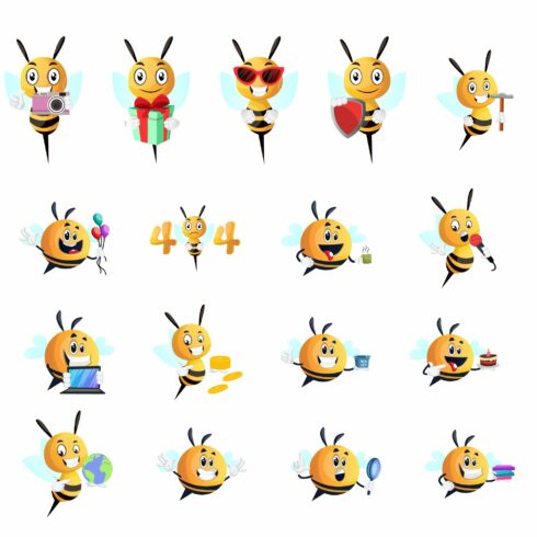 100 Huge Bee Character Collection Illustration – MasterBundles