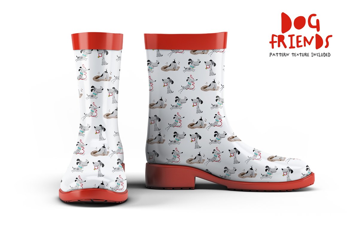 Boots with dog print.