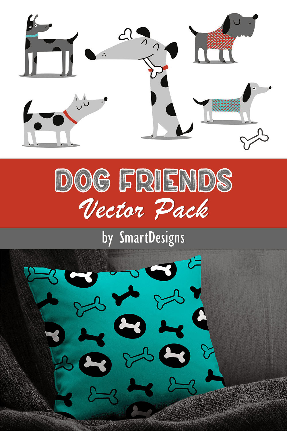 Dog friends vector pack of pinterest.