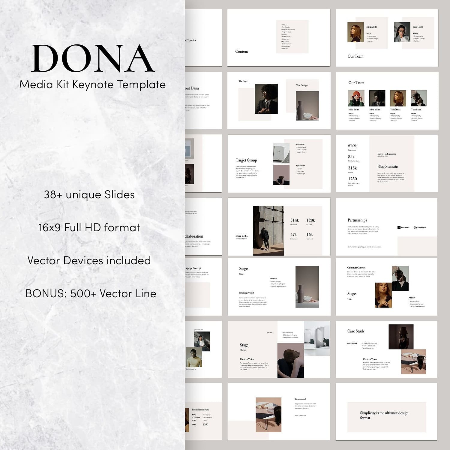 Dona media kit keynote template.