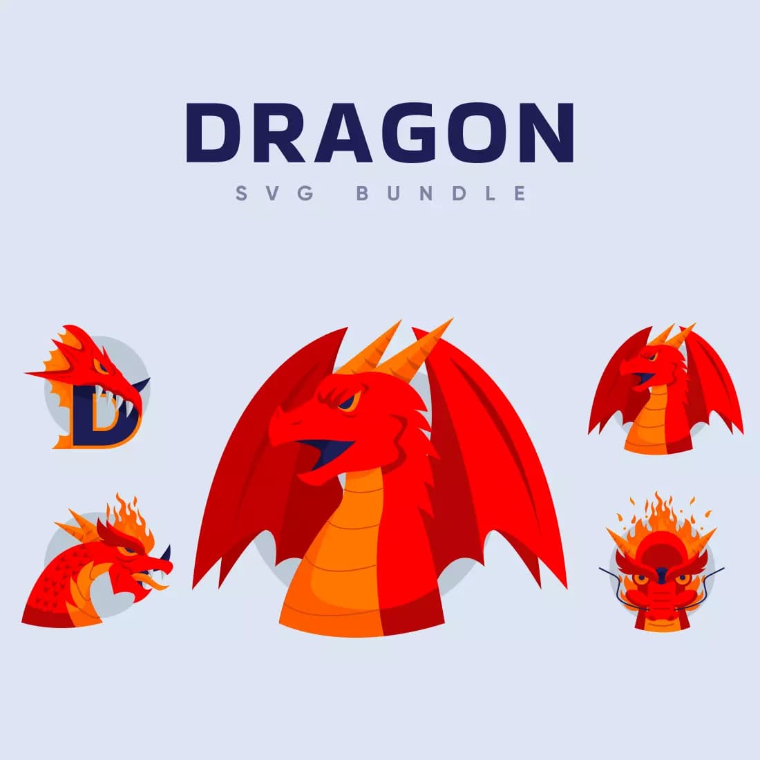 Dragon SVG Design Bundle Preview image.