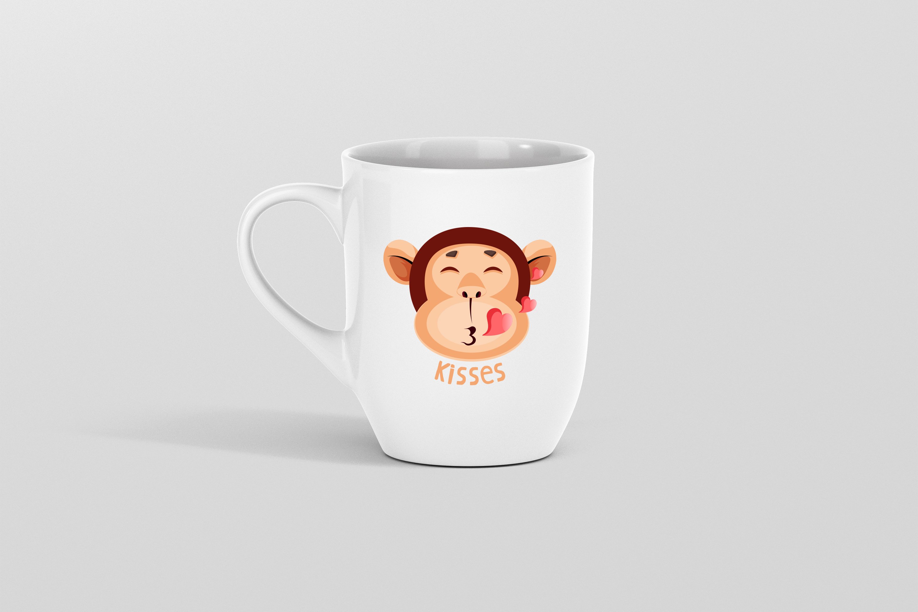 Monkey faces on cup prints.