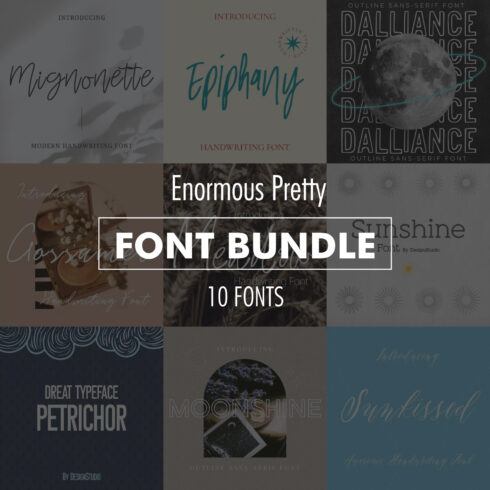 Preview enormous pretty fonts bundle.