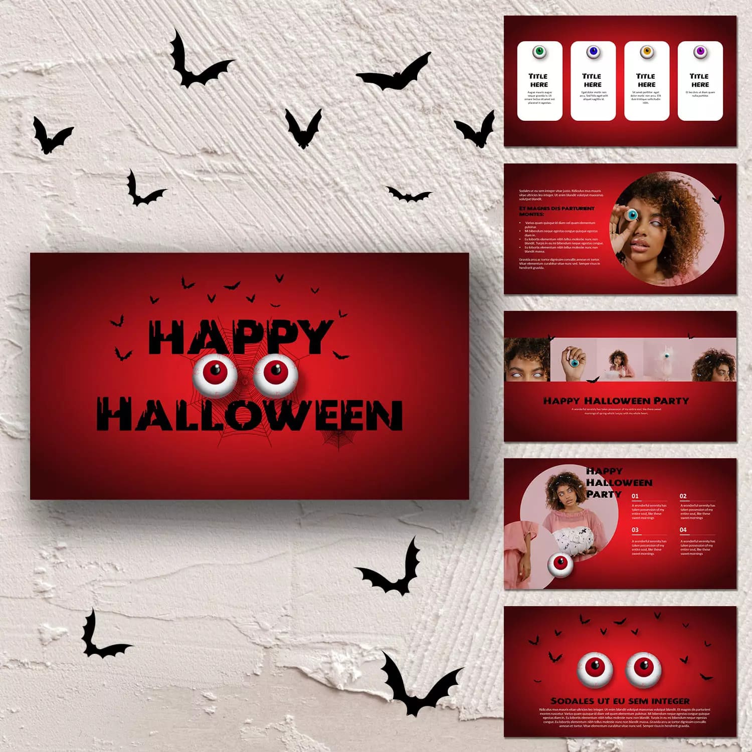Eye Ball Halloween Themed Powerpoint Template preview image.