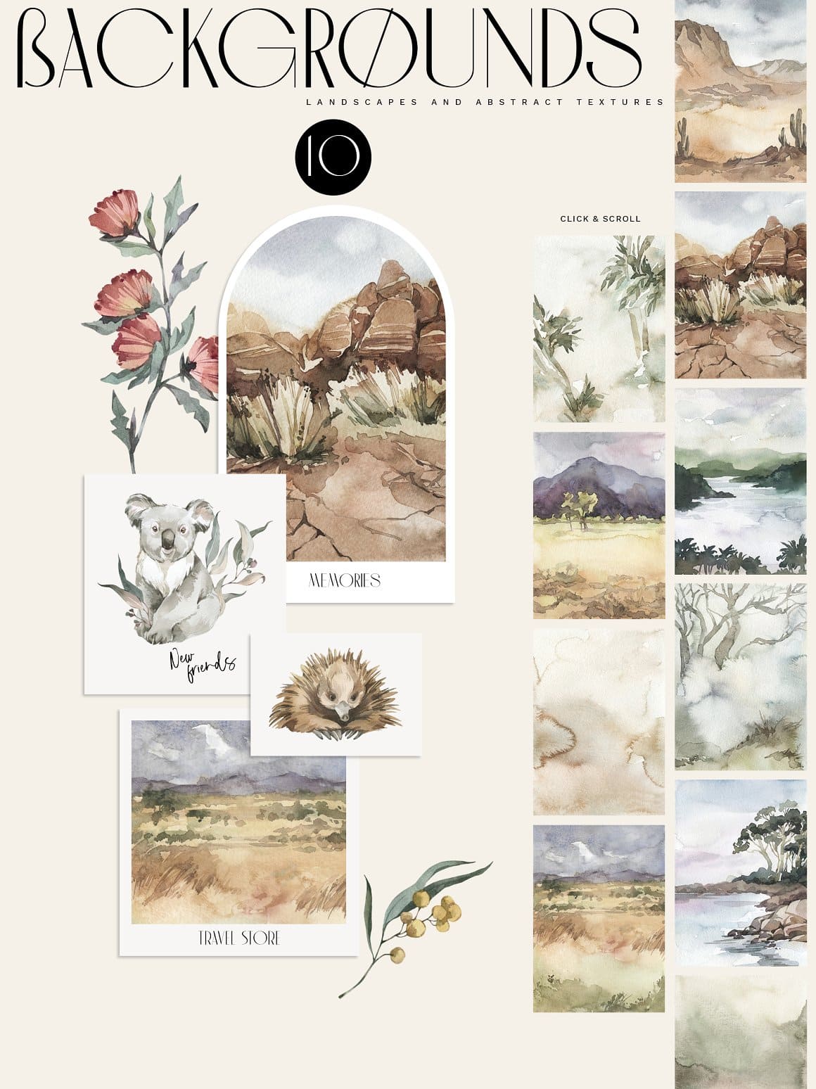 Floral and Animals Backgrounds preview image.