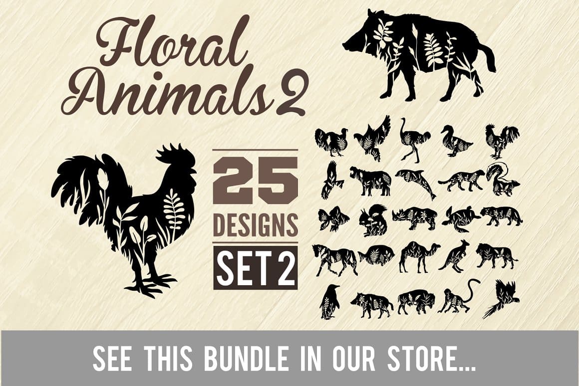Floral Animals Set preview image.