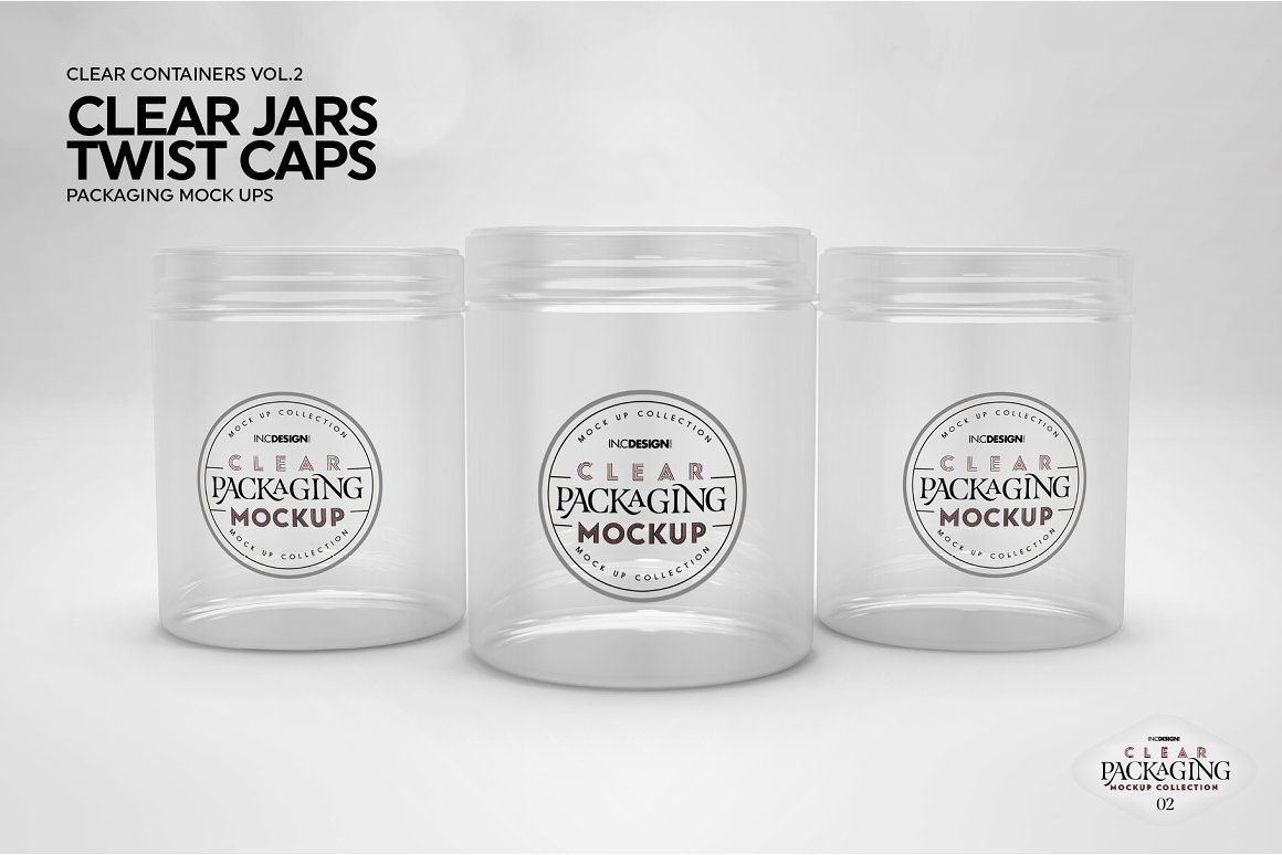 Transparent jars with transparent labels.