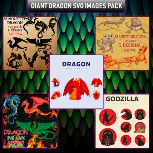 Giant Dragon SVG Images Pack cover image.