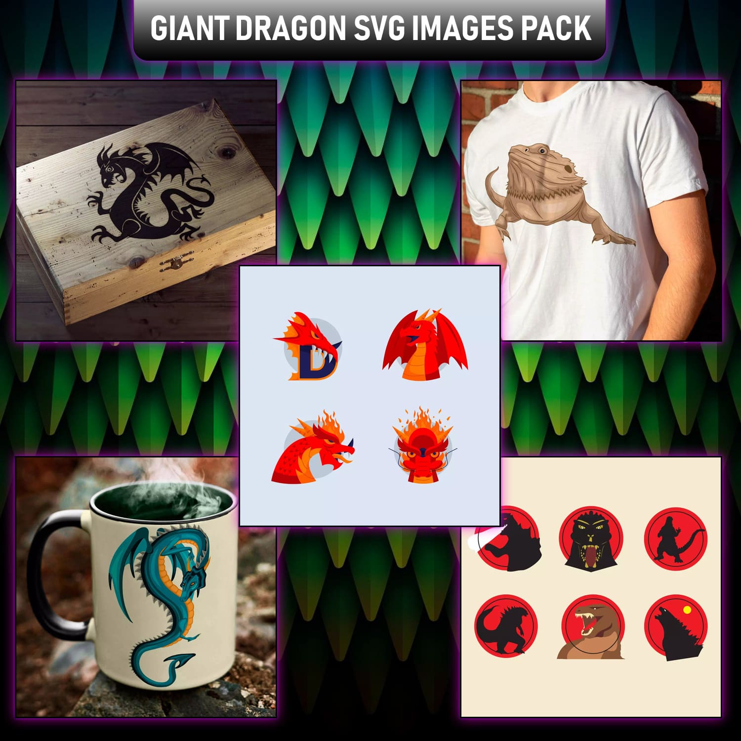 Giant Dragon SVG Design Images Pack cover image.