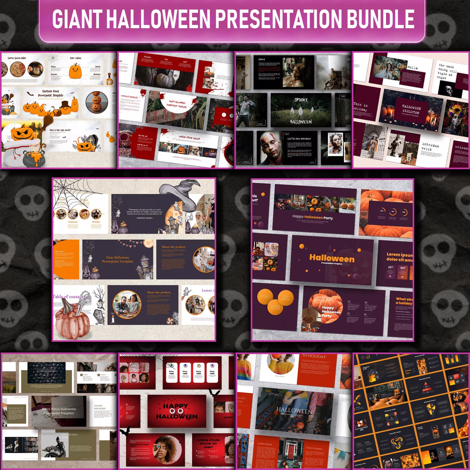 Giant Halloween Presentation Template Bundle cover image.