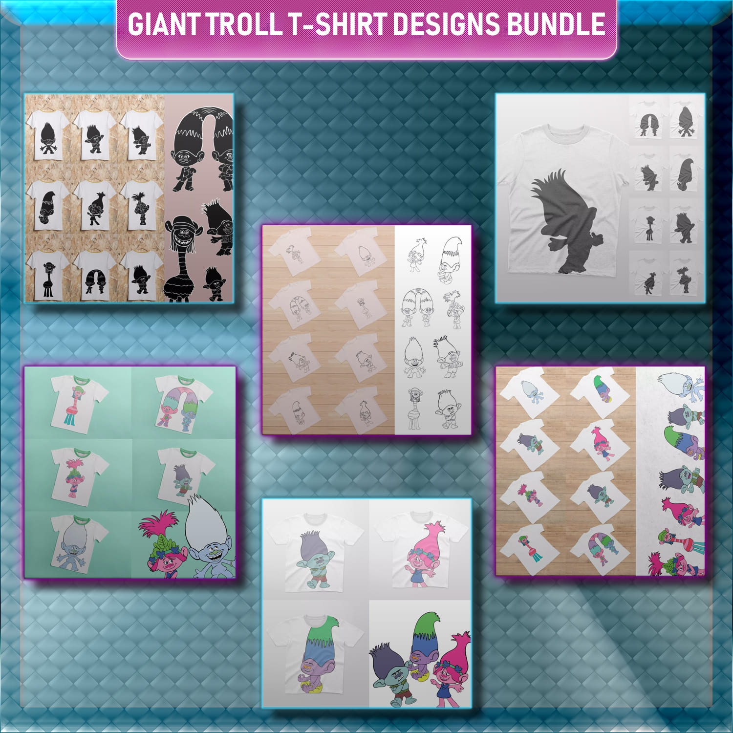 Preview giant troll t shirt designs bundle.