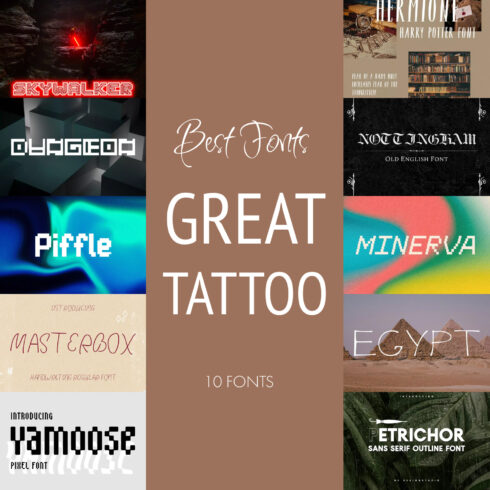 Preview great tattoo fonts bundle 10 fonts.