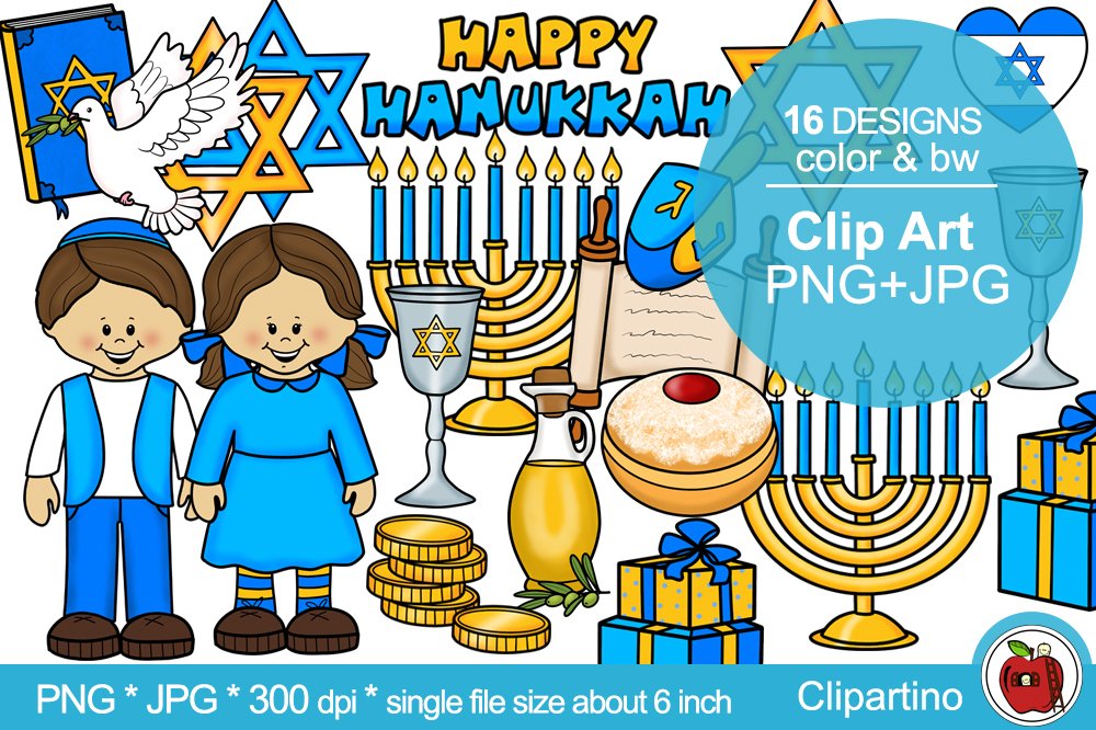 An image of a girl and objects and rivers for Hanukkah.