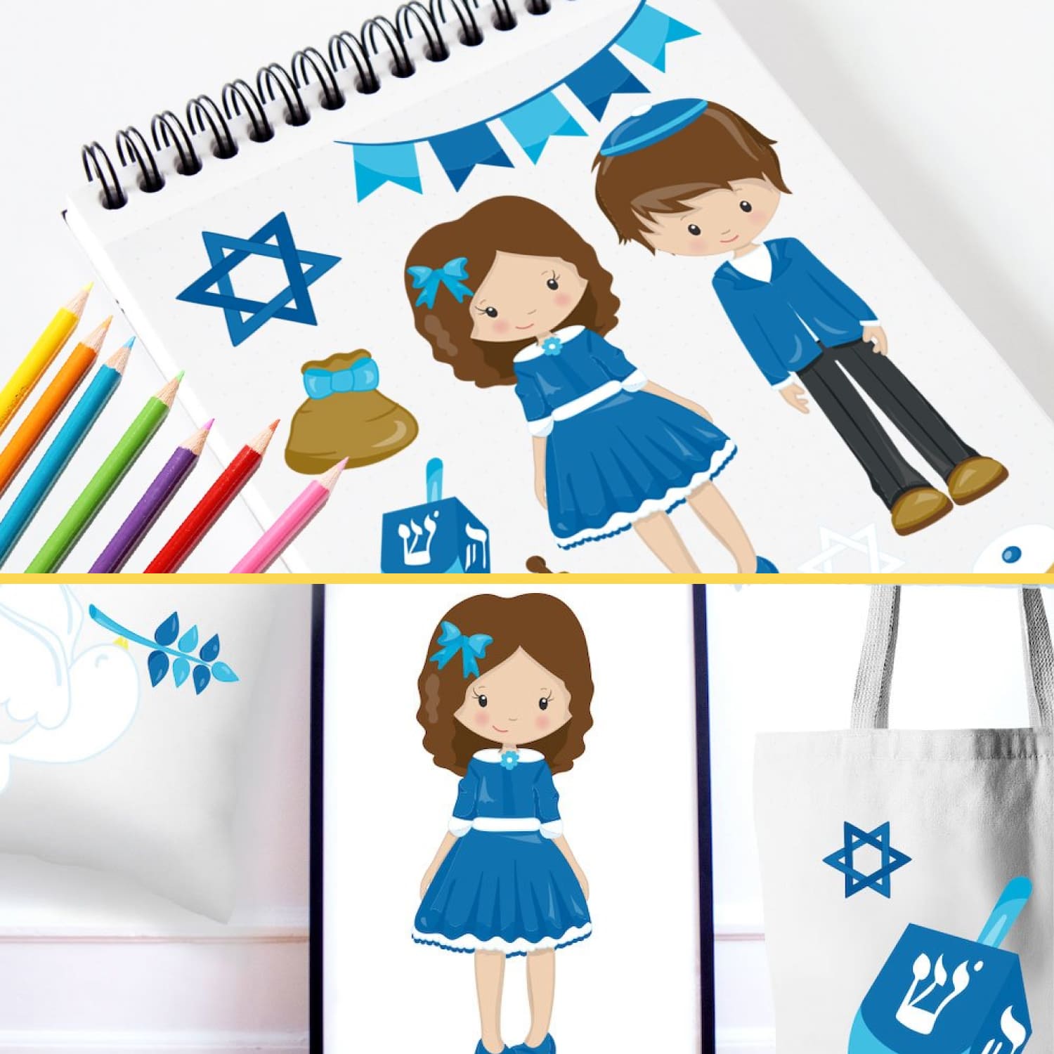 Preview hanukkah graphic illustration.