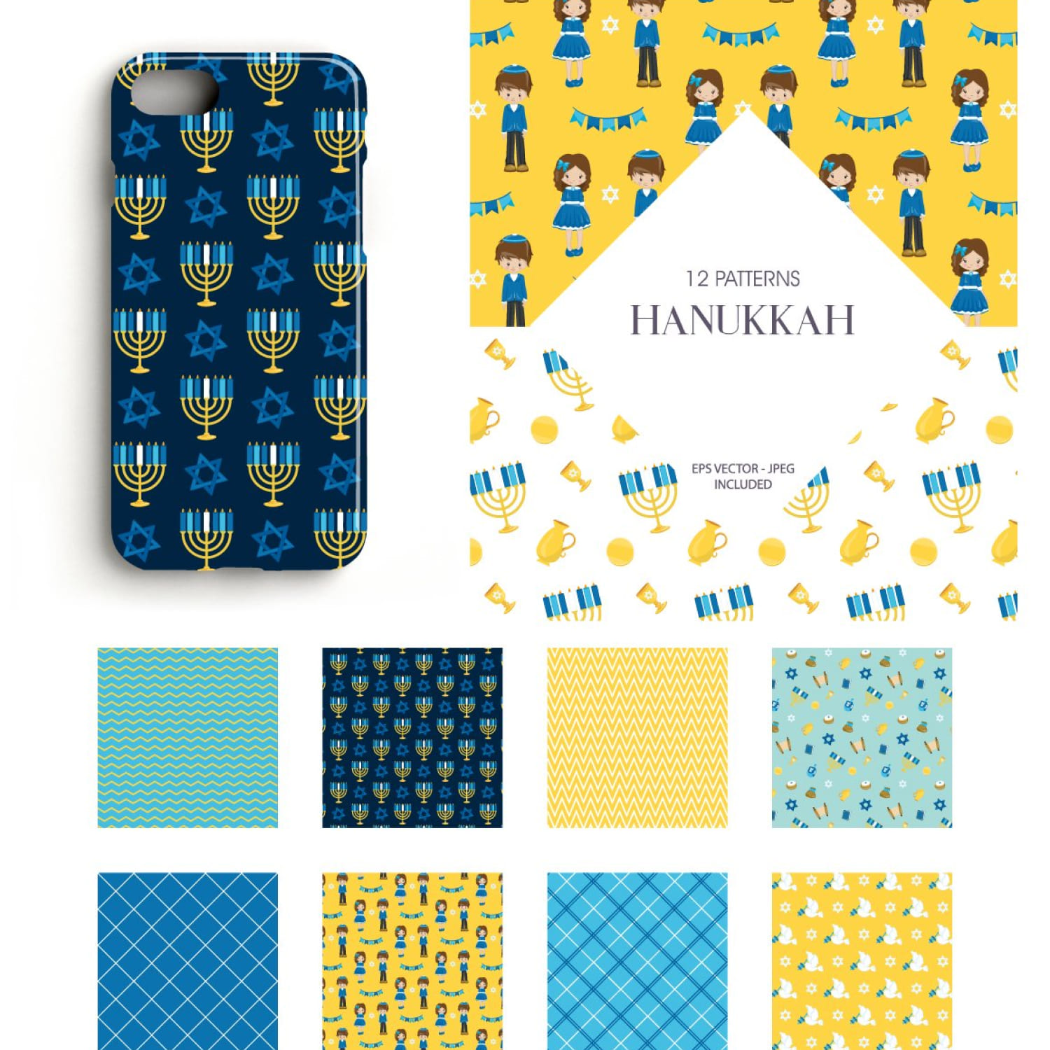 Preview hanukkah papers graphic illustration.