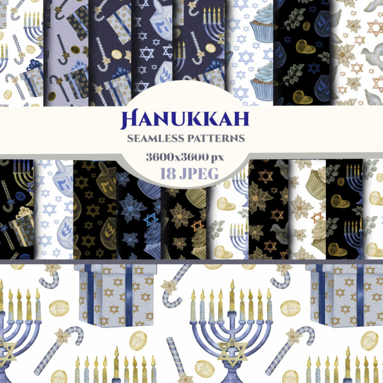 Hanukkah Trendy Seamless Pattern & Digital Paper – MasterBundles