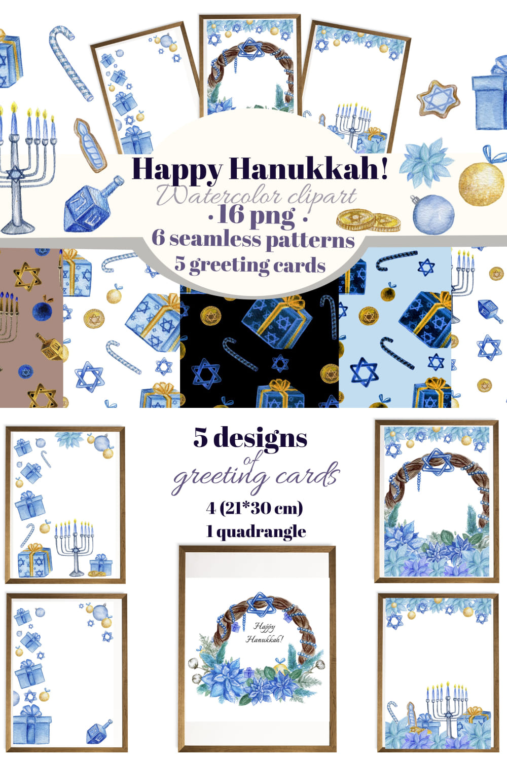 Hanukkah watercolor clipart of pinterest.