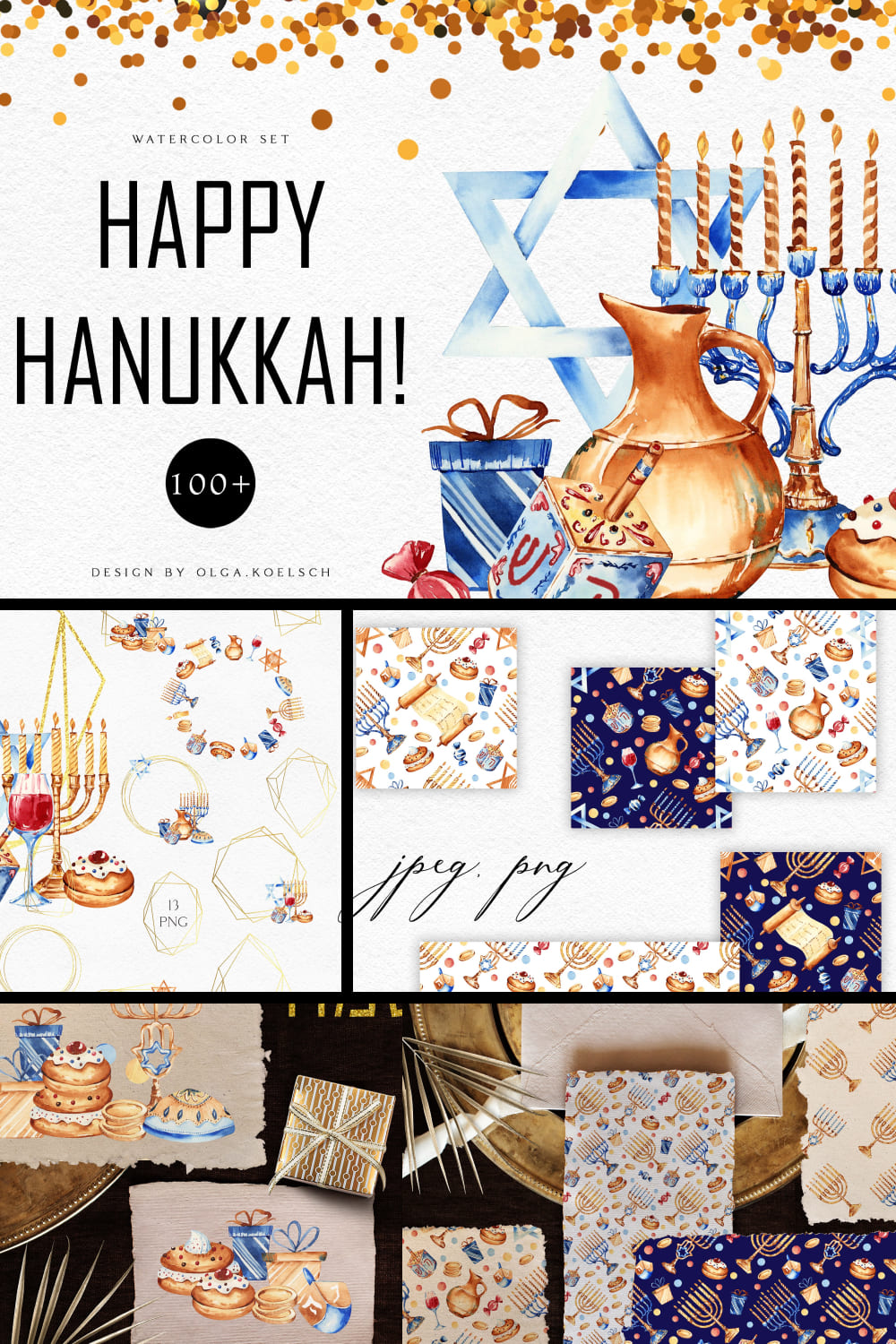 Hanukkah watercolor jewish holiday of pinterest.