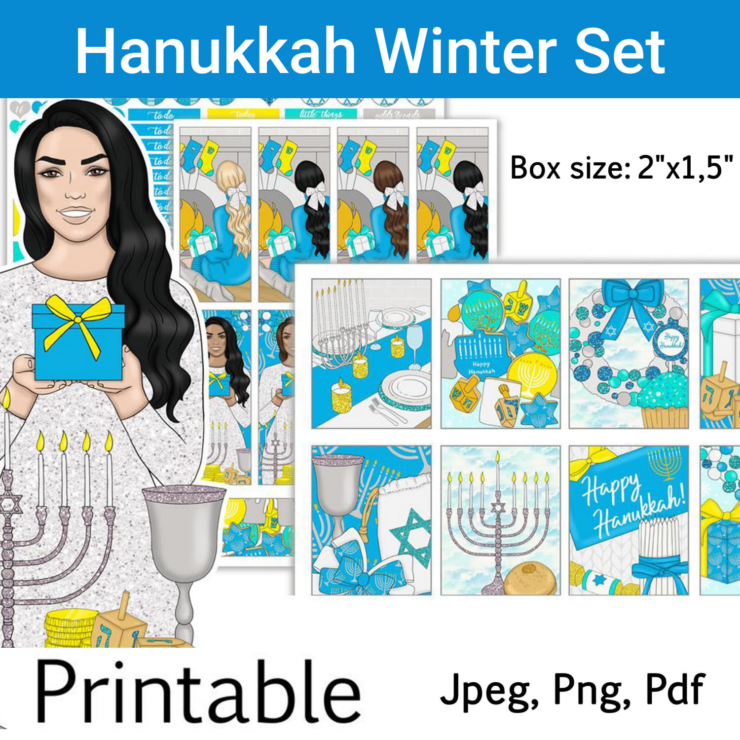 Prints of hanukkah winter set.
