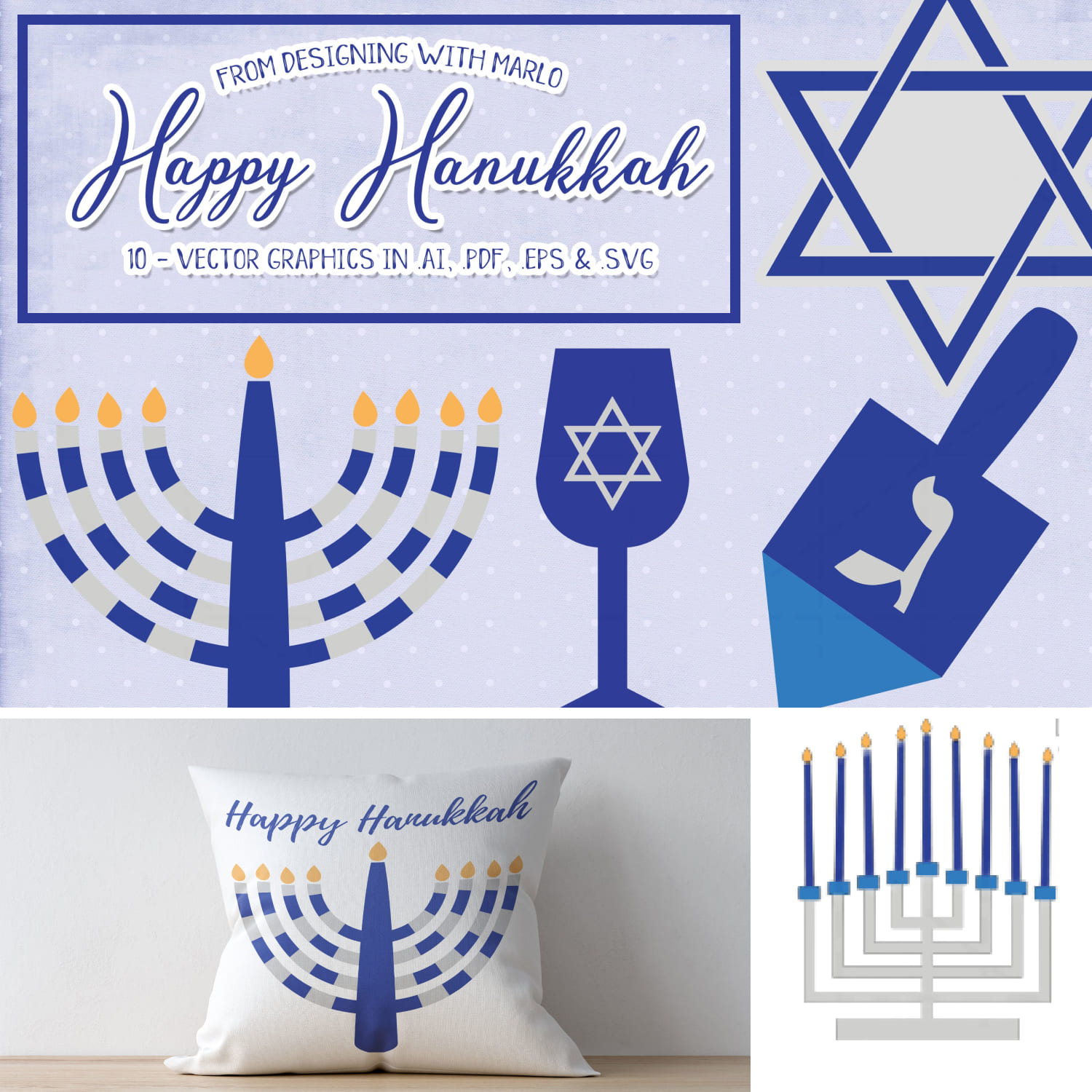 Prints of happy hanukkah.