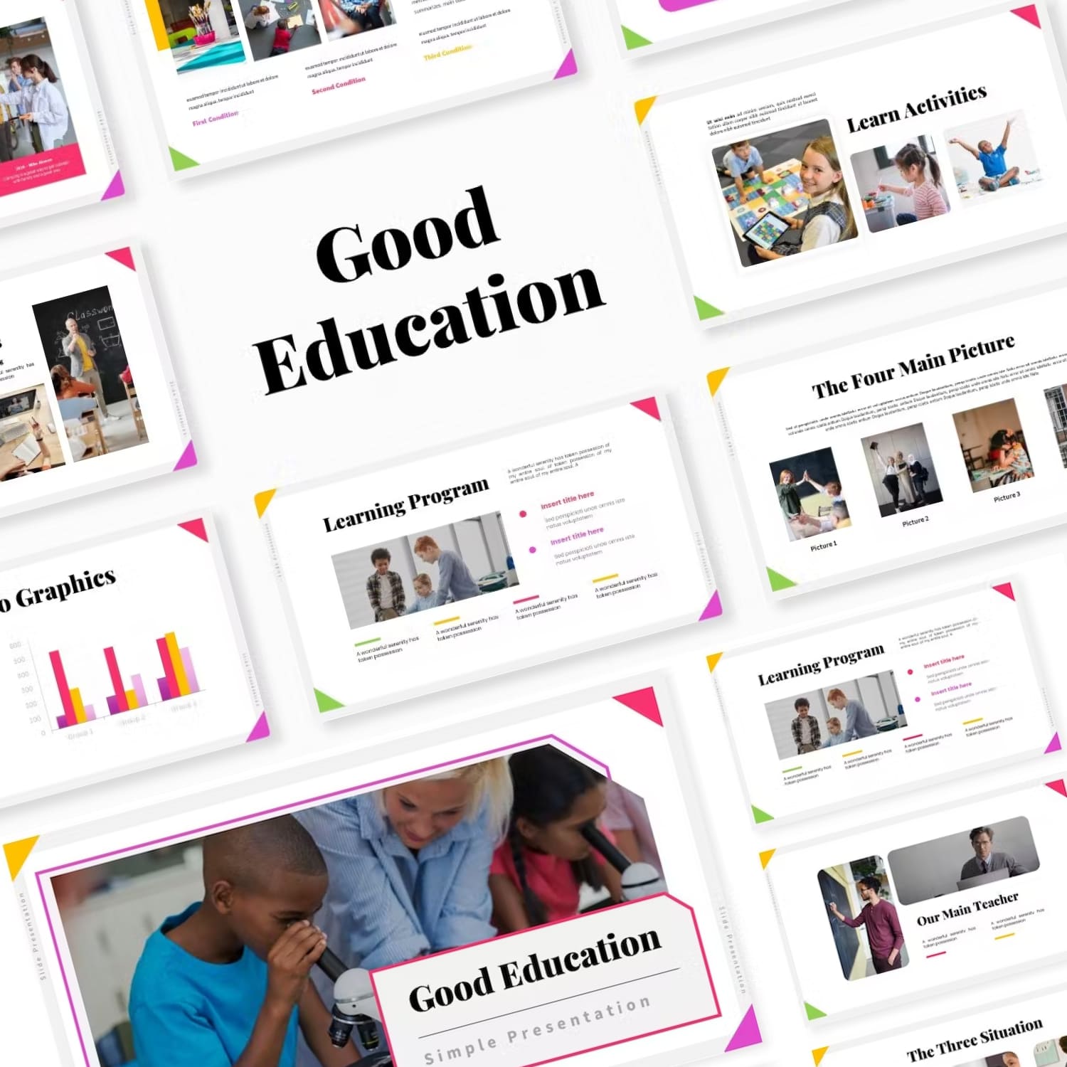 Prints of good education tempalte google slides.