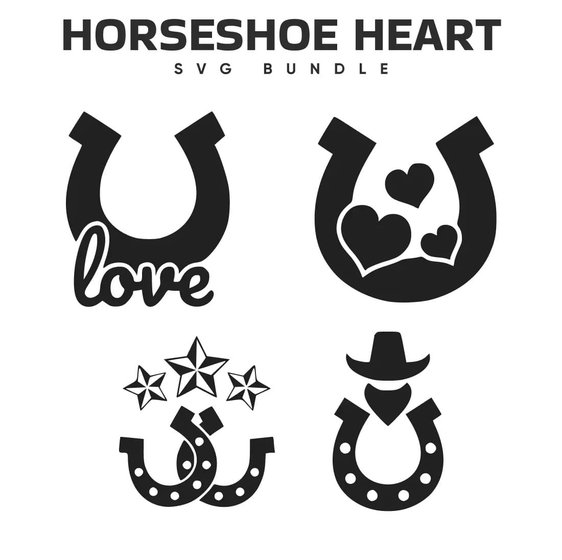 Horse shoe heart svg bundle.