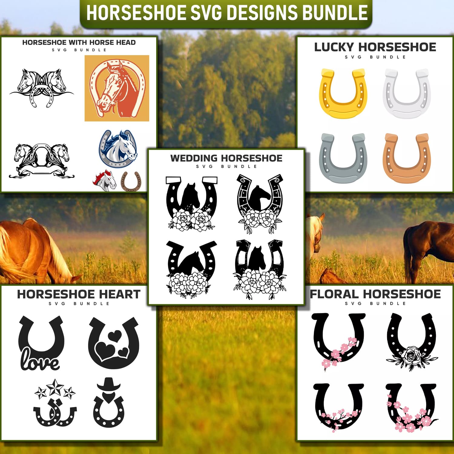 Horse shoe designs bundle.
