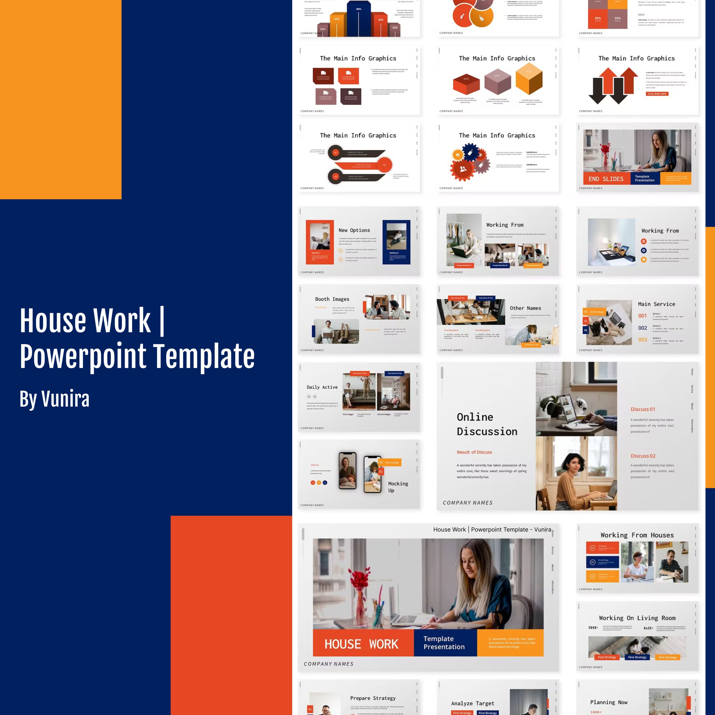 Prints of house work powerpoint template.