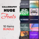 Preview huge calligraphy fonts bundle.