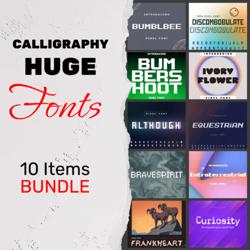 Preview huge calligraphy fonts bundle.
