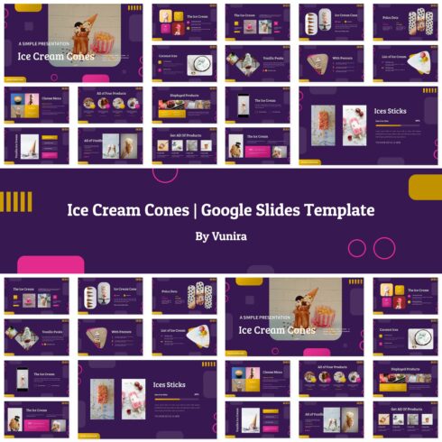 Prints of ice cream cones google slides template.