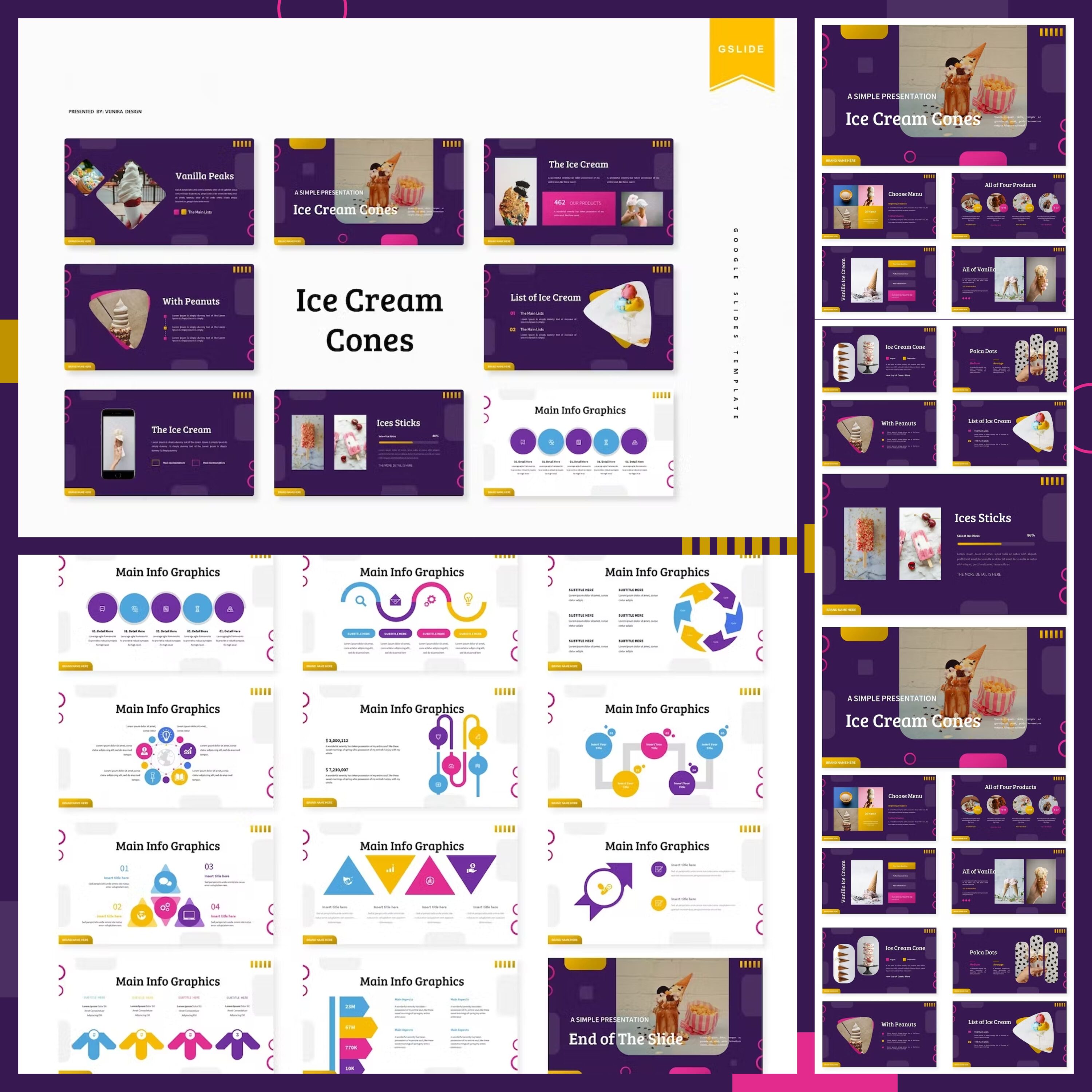 Preview ice cream cones google slides template.