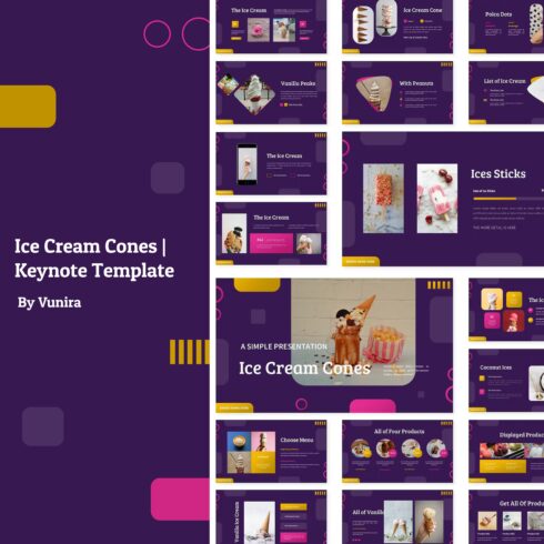 Prints of ice cream cones keynote template.