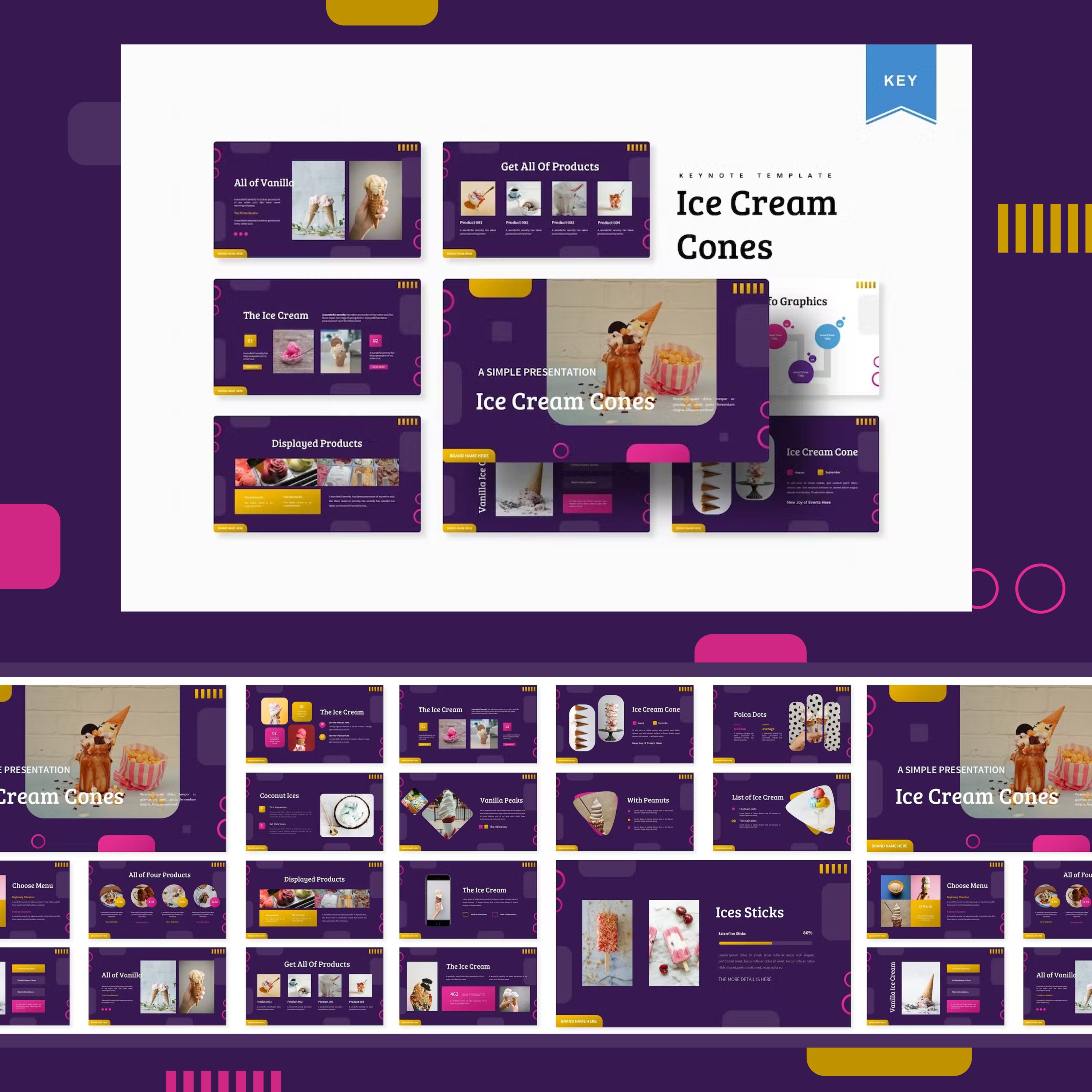 Preview ice cream cones keynote template.