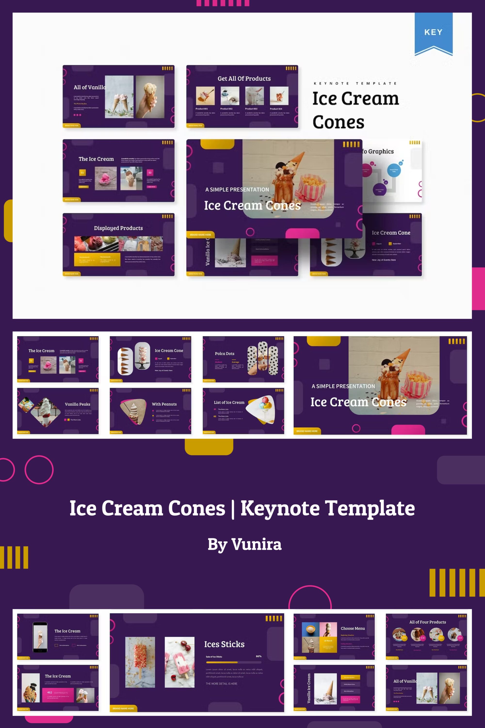 Ice cream cones keynote template of pinterest.