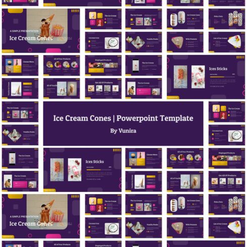 Prints of ice cream cones powerpoint template.